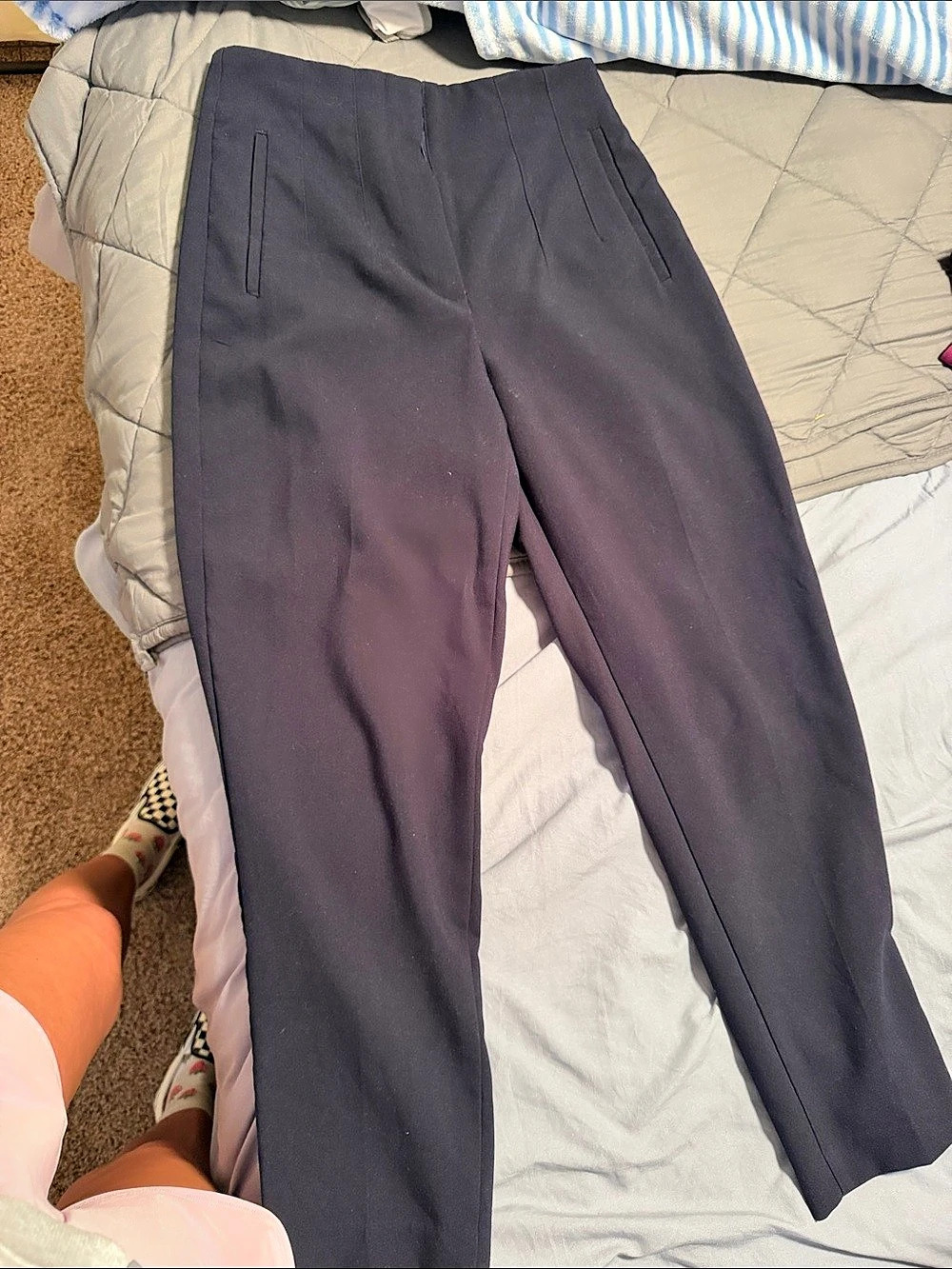 Zara Straight Leg Trousers in Navy Size Medium